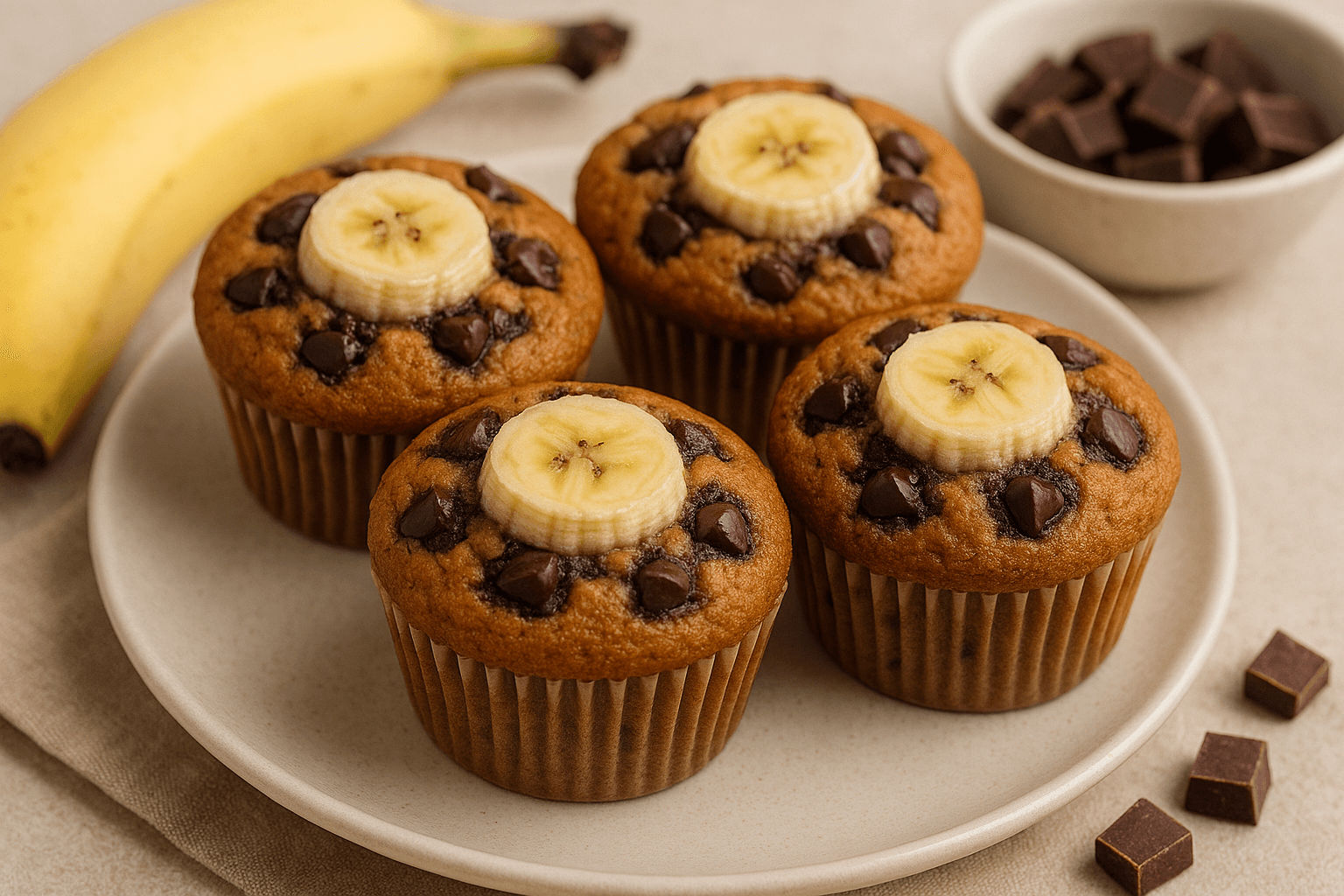 Muffins Moelleux Banane \u0026 Chocolat, image size:1536x1024