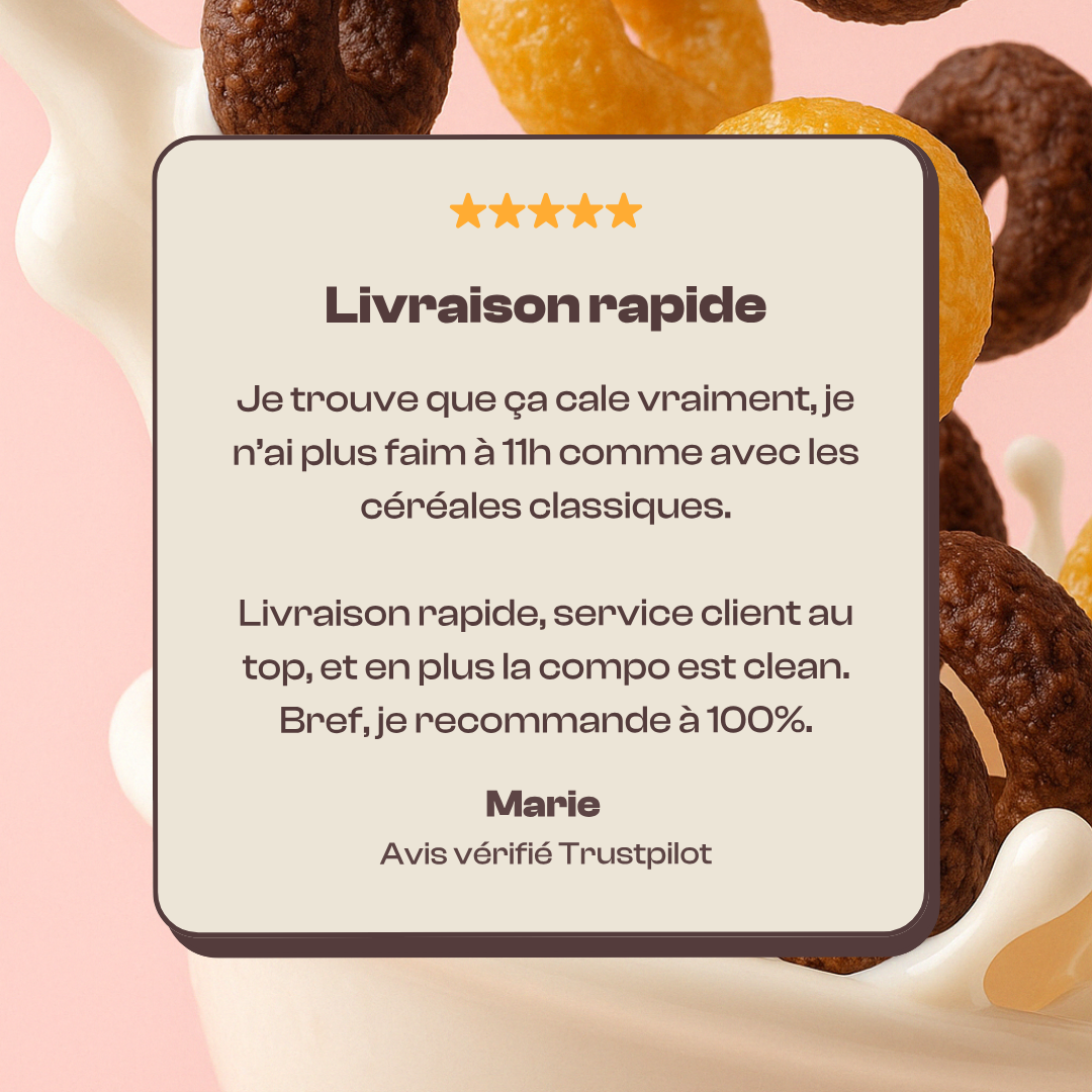 Avis d'un client Magic Morning Marie qui recommande Magic Morning pour sa livraison rapide et la qualité des céréales protéinées