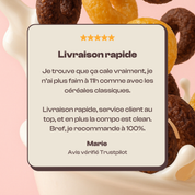 Avis d'un client Magic Morning Marie qui recommande Magic Morning pour sa livraison rapide et la qualité des céréales protéinées